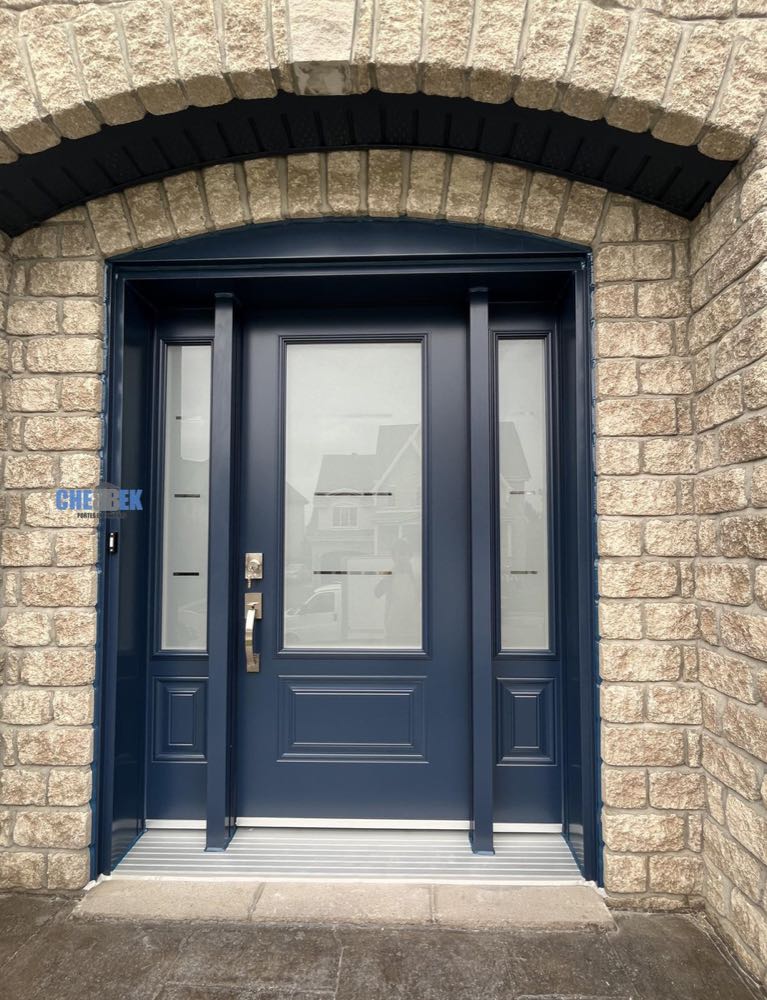 Entry door with stone archway