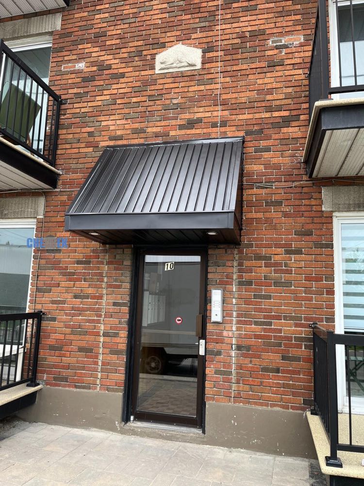 Commercial door with custom aluminum awning